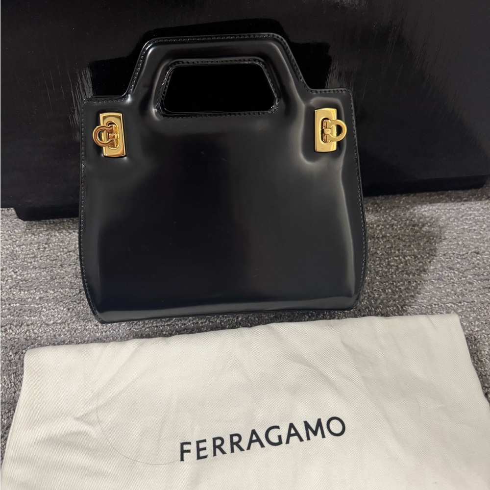 Salvatore Ferragamo Black Mini Bag with Gold Hardware